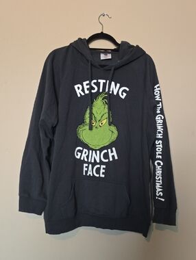 Resting Grinch Face Hoodie - Green & Black Graphic Torrid 3